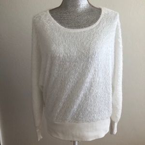 Nine West White Crew Neck Long Sleeve Sweatshirt